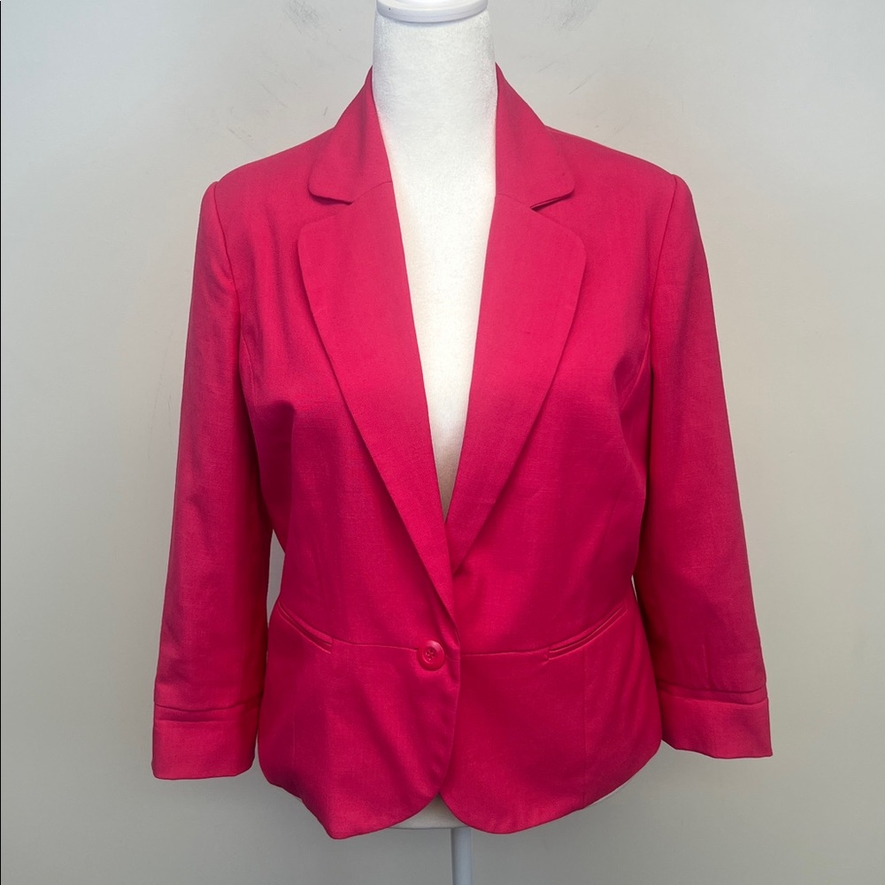 Sag Harbor Women’s Chic Bright Hot Pink Blazer/Blazer with 1 Button Size 14P